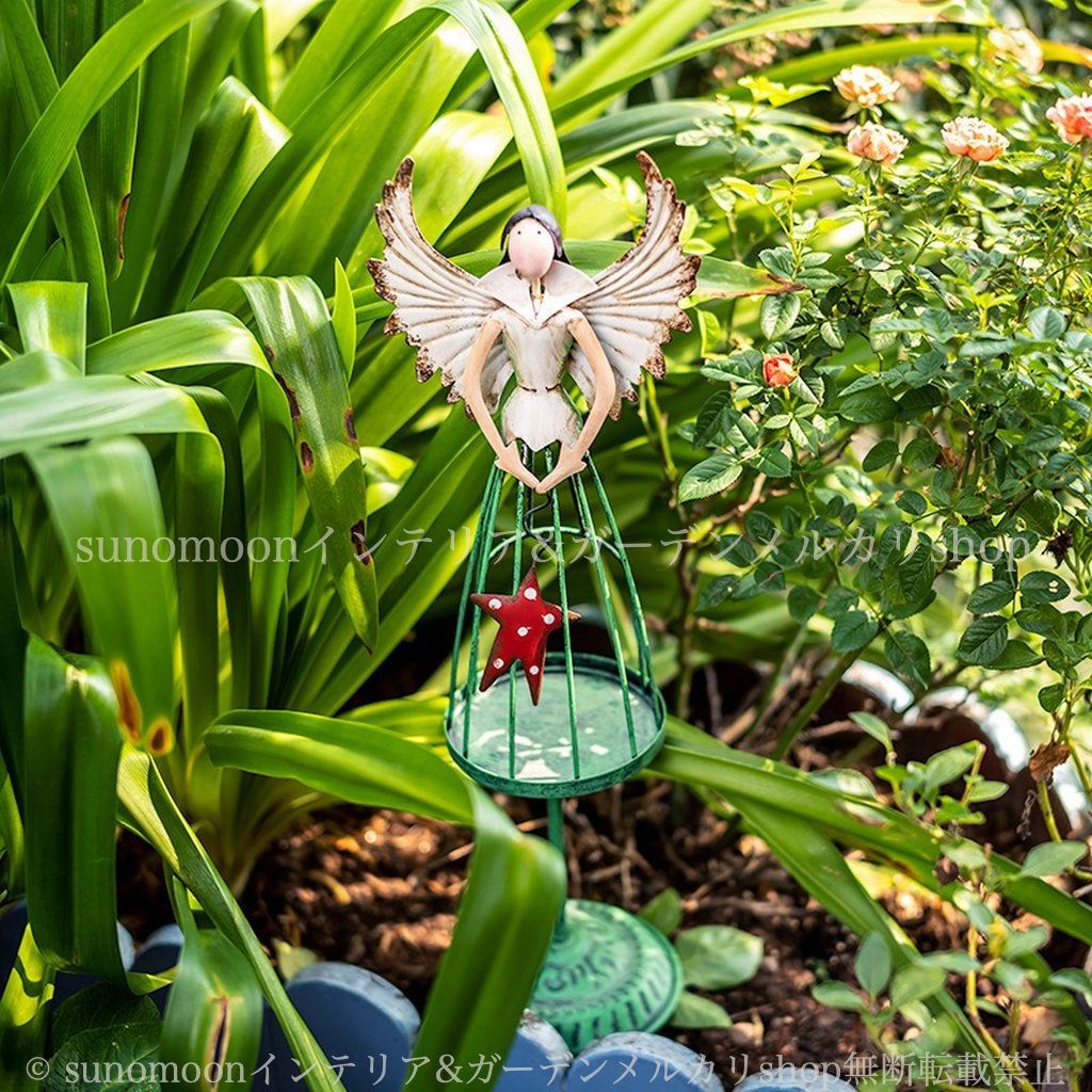 ガーデンオブジェ 天使 プランタースタンド ガーデニング かわいい ガーデン雑貨 レトロ 庭の装飾 グリーン ガーデン インテリア 置物 シャビーシック お洒落 ガーデンインテリア 雑貨 8-14 おしゃれ