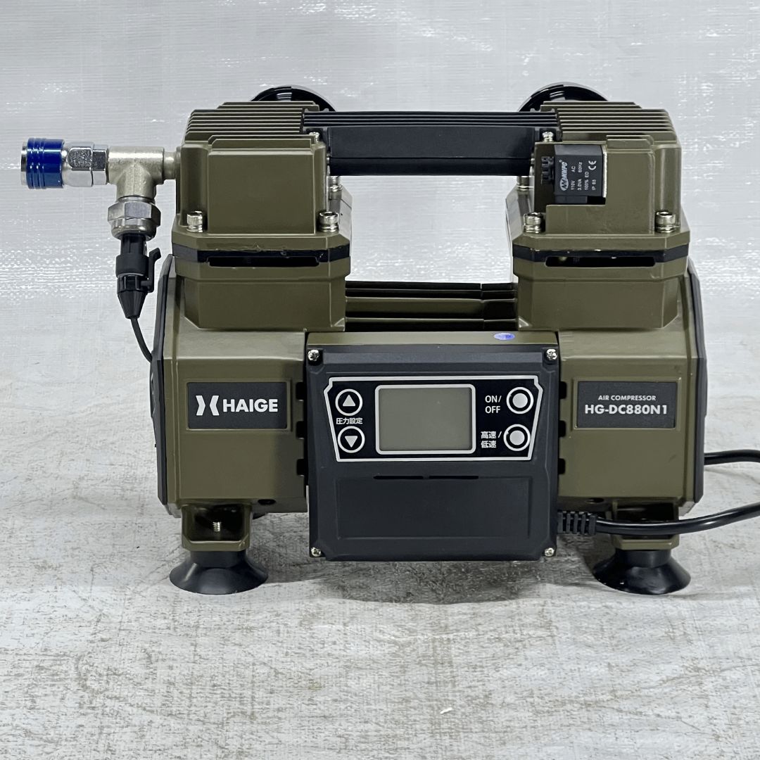 エアーコンプレッサー 100V タンクレス オイルレス 最大圧力0.9MPa 静音 小型 HG-DC880N1 584-1