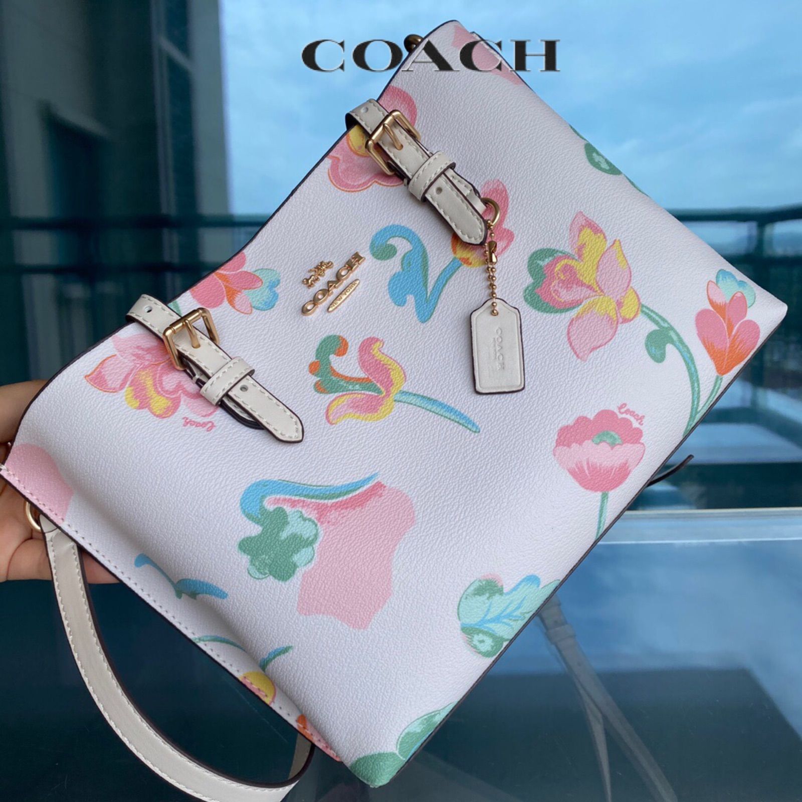 コーチバッグ C8217 フローラルプリント ハンドバッグ トートバッグ 