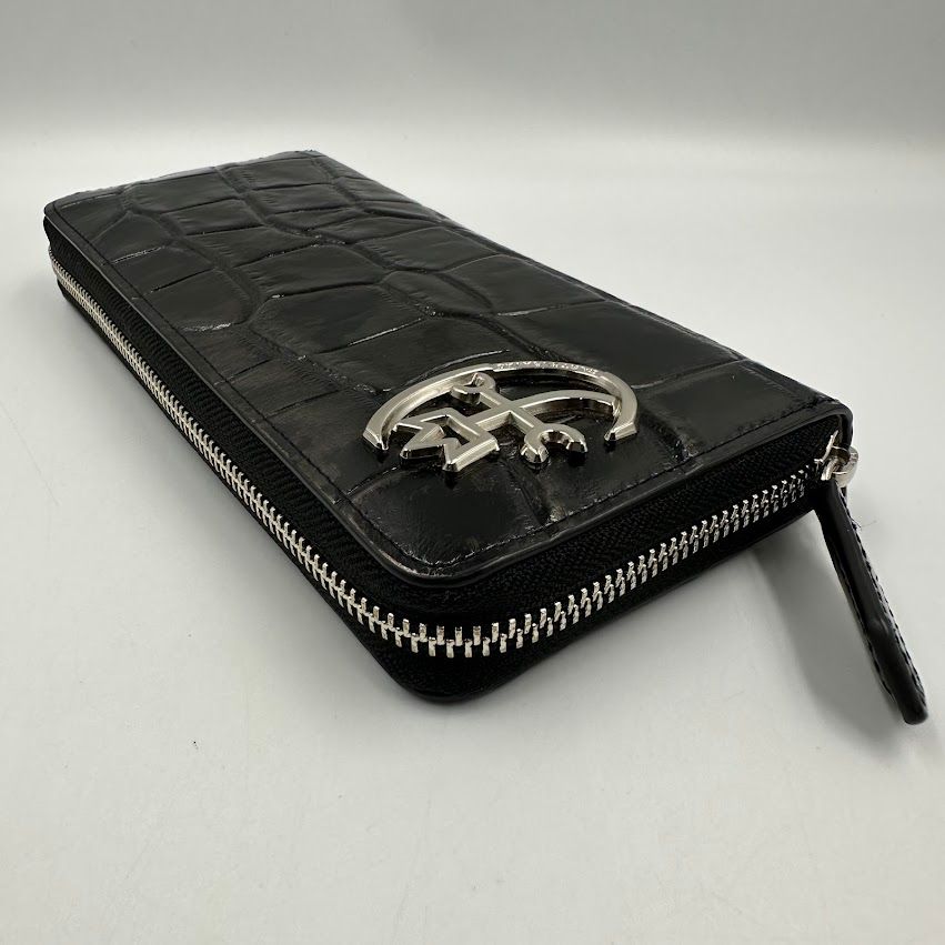 【美品】カステルバジャック レザー 長財布 クロコ型押し ロゴ ブラック 黒 カステルバジャック CASTELBAJAC カステルバジャック 財布 長