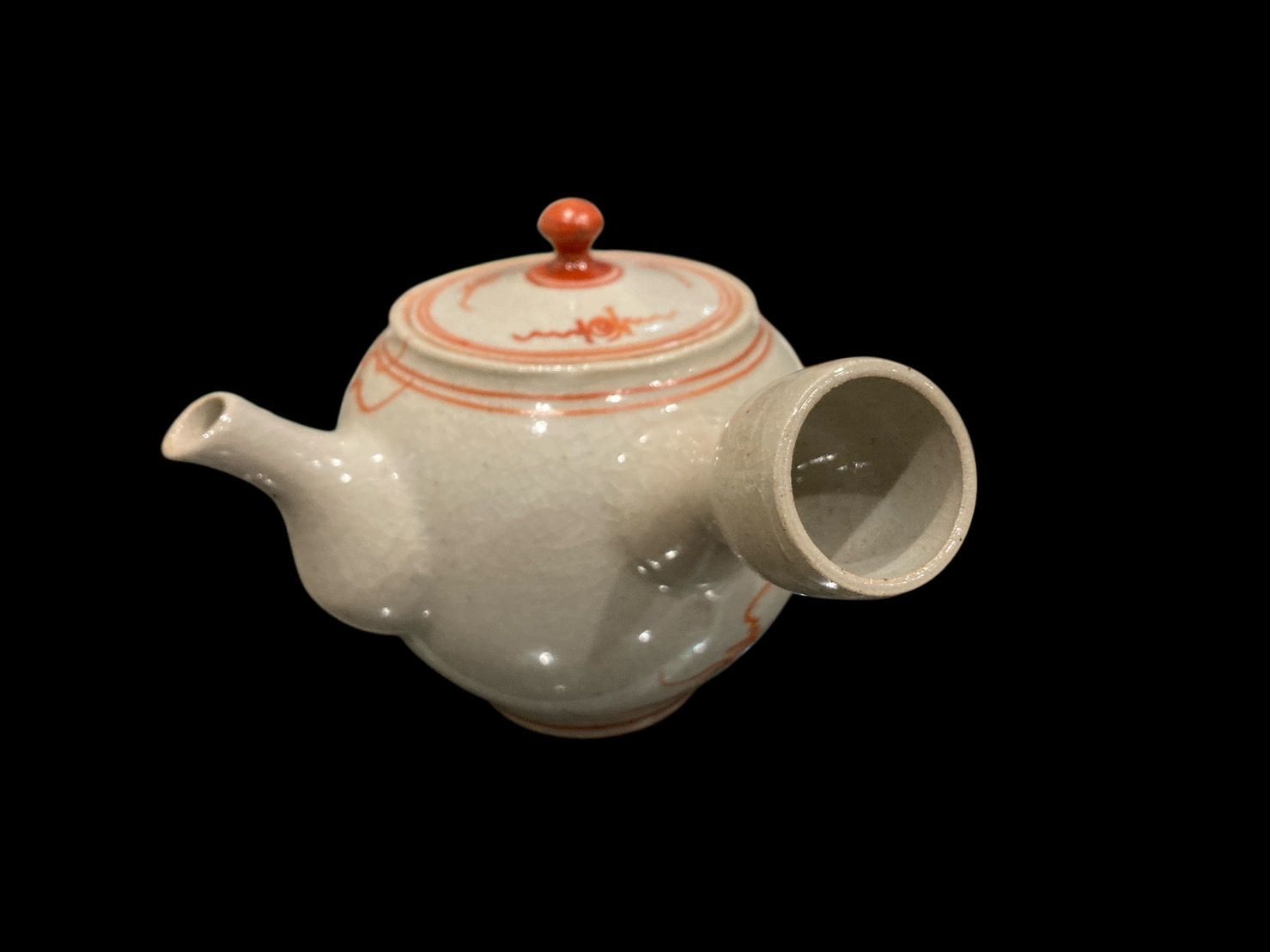 落款あり】 京焼 染付 煎茶 急須 茶器 骨董 アンティーク レトロ