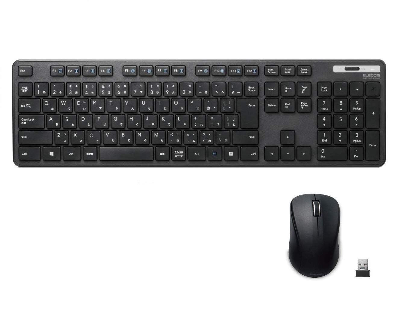 【特価商品】ブラック フルキーボード 薄型 TK-FDM110MBK メンブレン マウスセット ワイヤレスキーボード エレコム