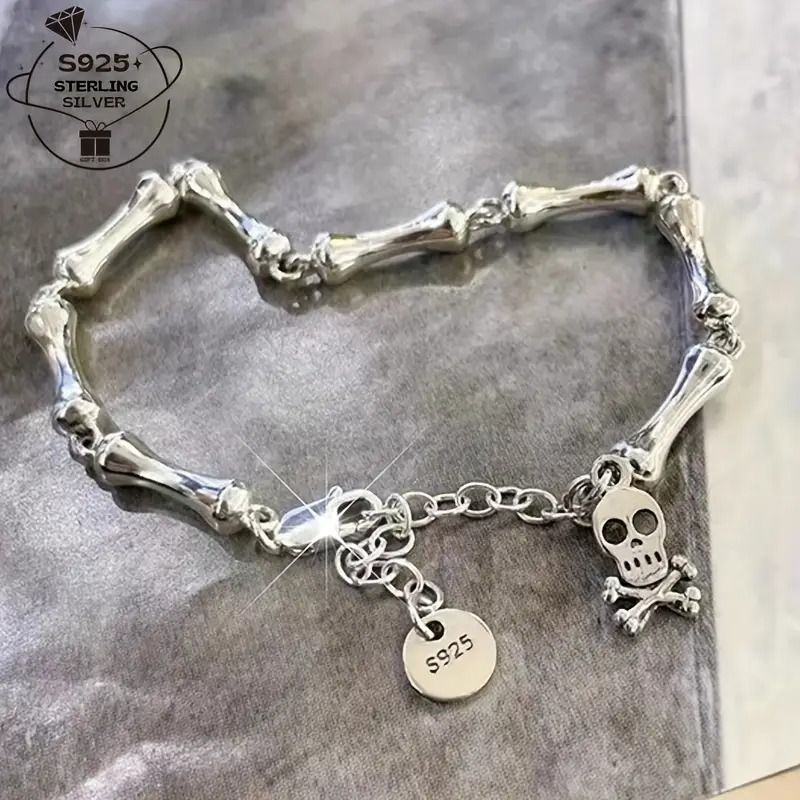 925シルバー メンズ カッコいいスカルブレスレット パンク ストリートロック 925シルバー メンズ カッコいいスカルブレスレット パンク
