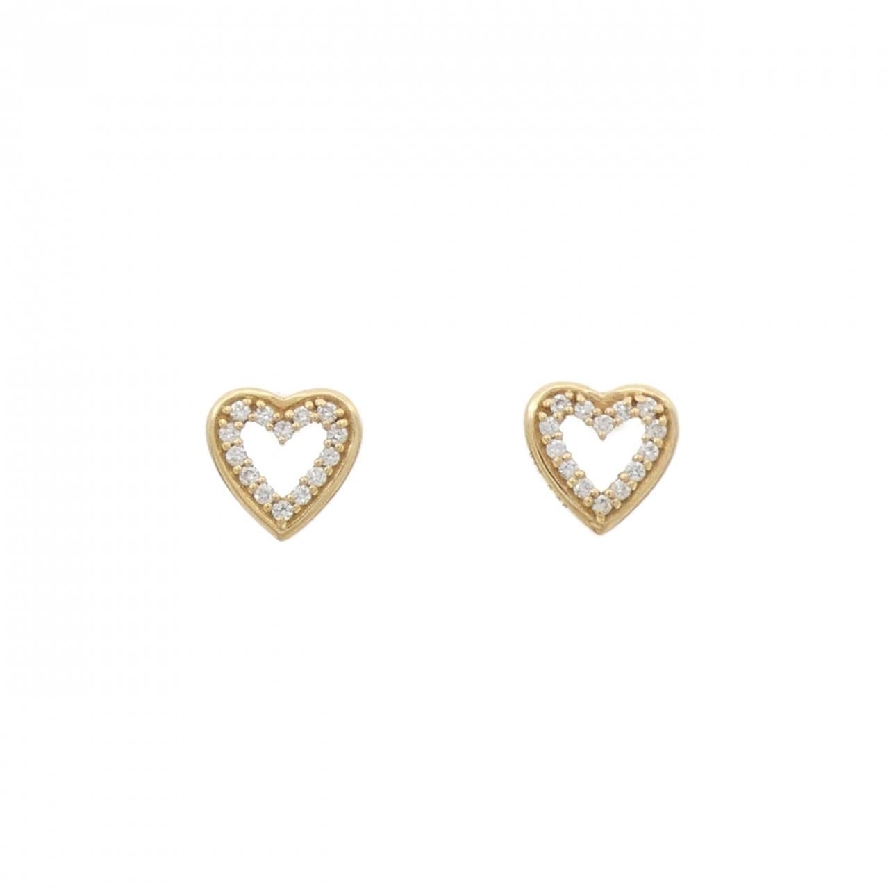 K18YG ハート ダイヤモンド ピアス 0.08CT
