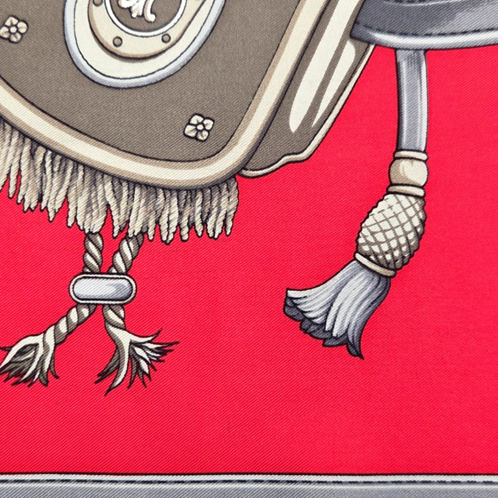 CELINE セリーヌ スカーフ シルク 馬、馬具柄 ネイビー レッド