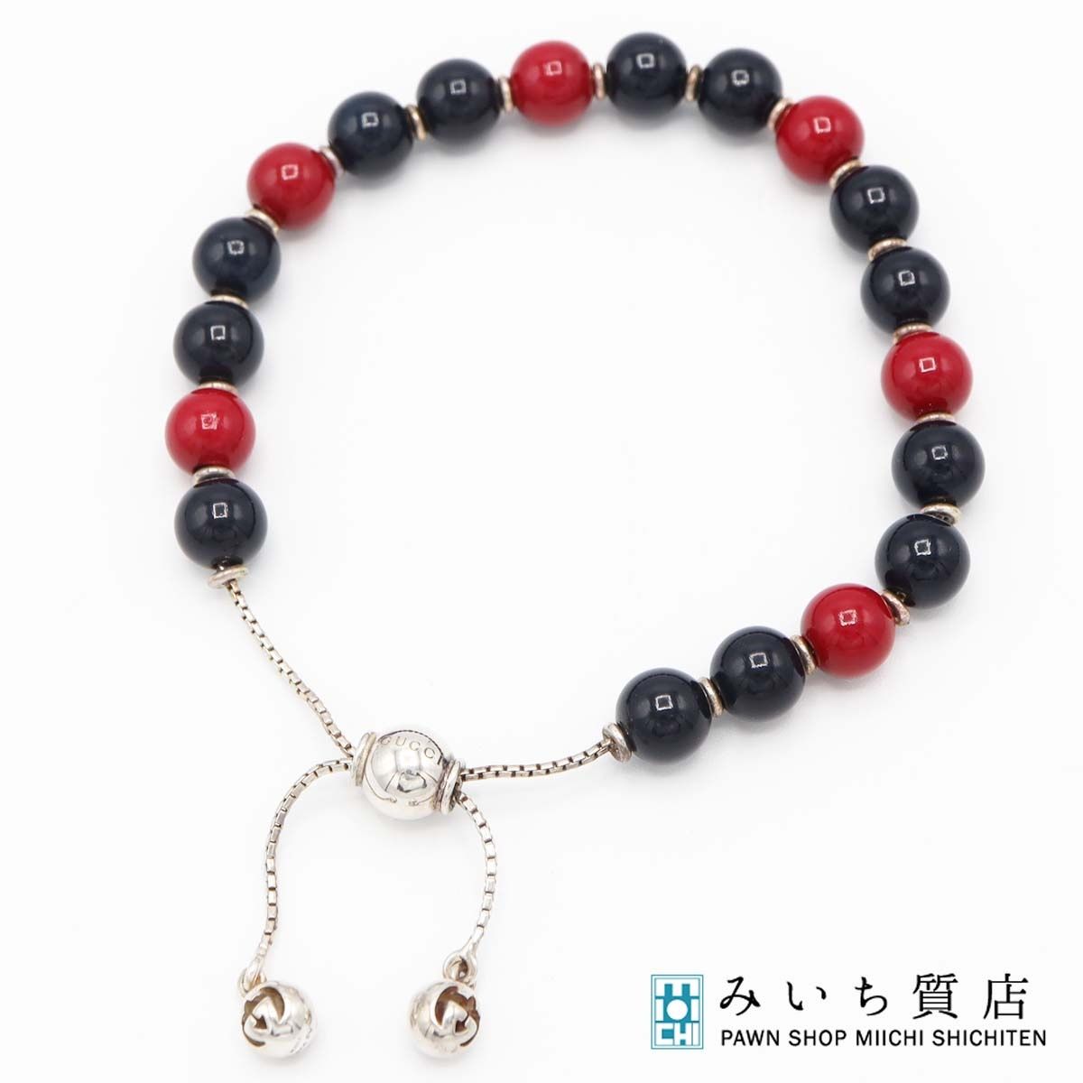 GUCCI グッチ ブレスレット ブレス 数珠 Ag925 シルバー 赤×黒