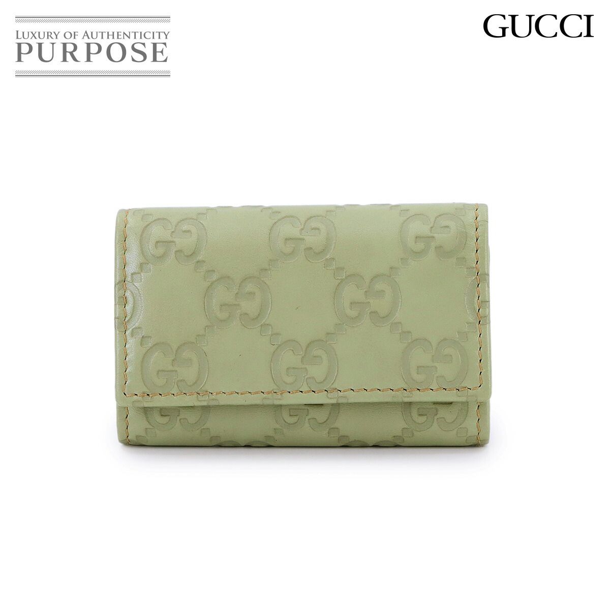 グッチ GUCCI グッチシマ 6連 キーケース レザー ライトグリーン 138093 ゴールド 金具 Key Case 90294837