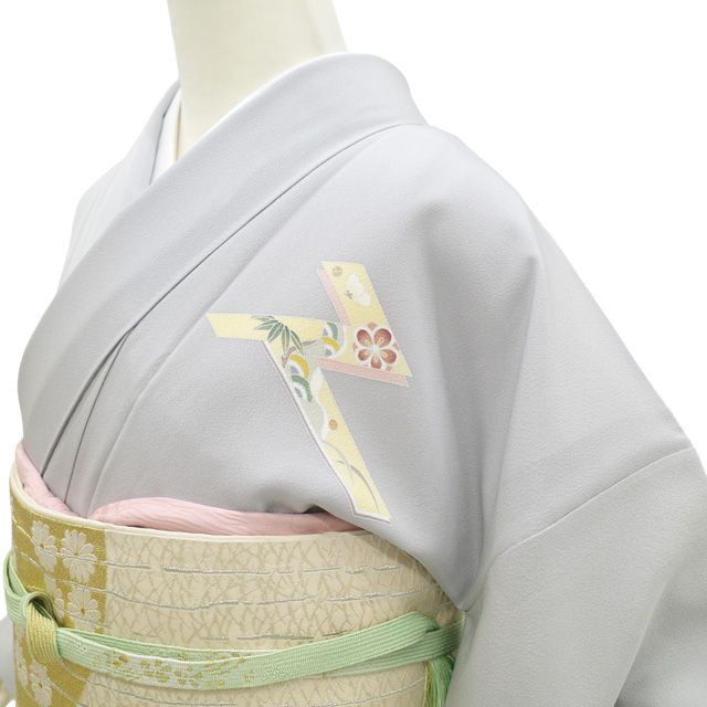 中古】 訪問着 着物 リサイクル 正絹 フォーマル 金駒刺繍 金彩