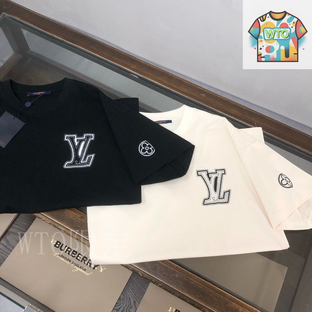 今日特価】Louis Vuitton 25SS ユニセックス ブランド刺繍ロゴ T