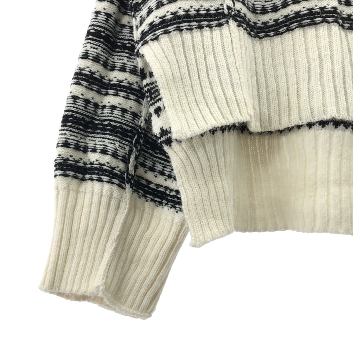  MM 6 Maison Margiela エムエムシックスメゾンマルジェラ 2021 AW アルパカ混 インサイドアウト ニット L ブラック ホワイト レディース その他 トップス