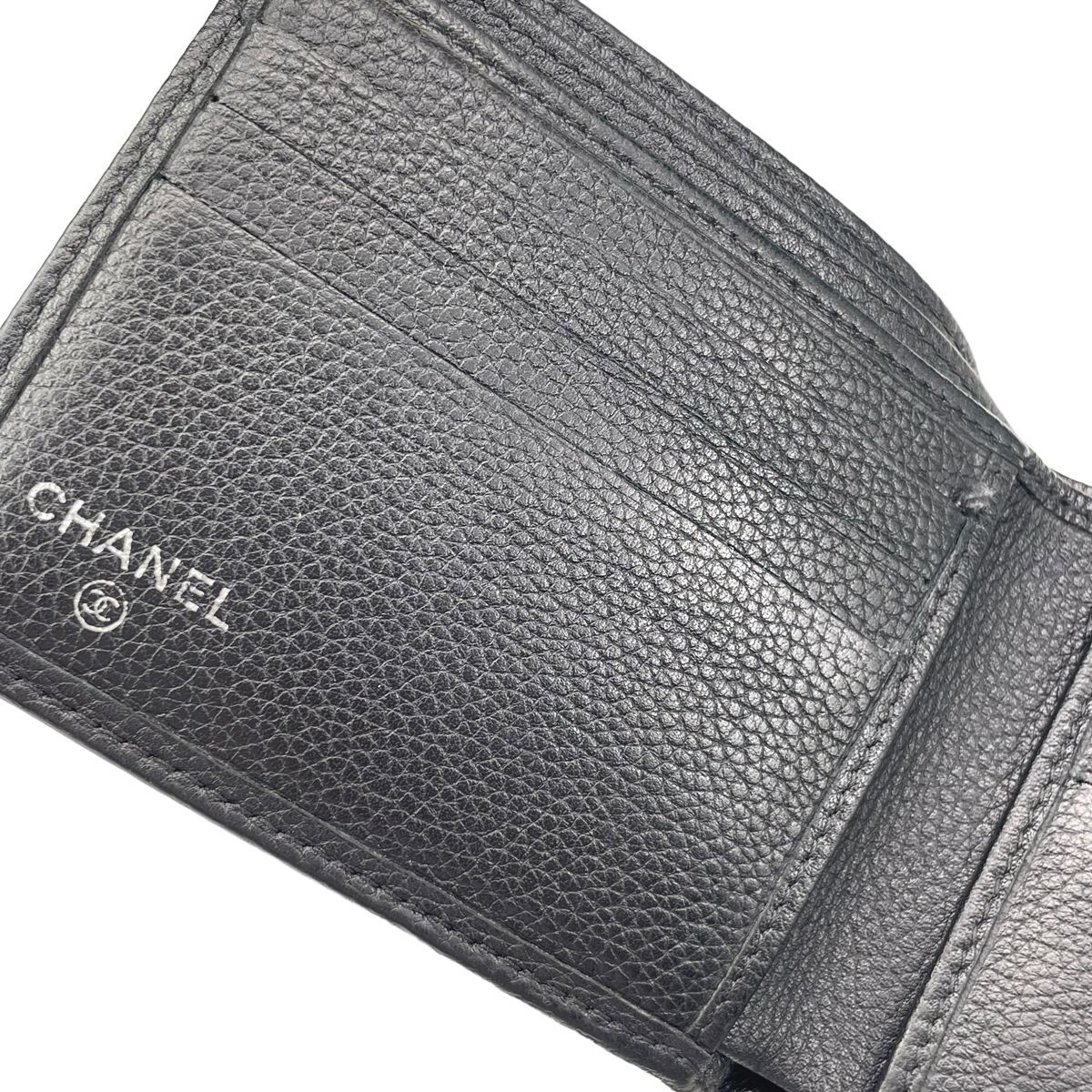 M42 シャネル　財布 中古】 CHANEL シャネル メンズ財布 二つ折り札入れ カーフレザー