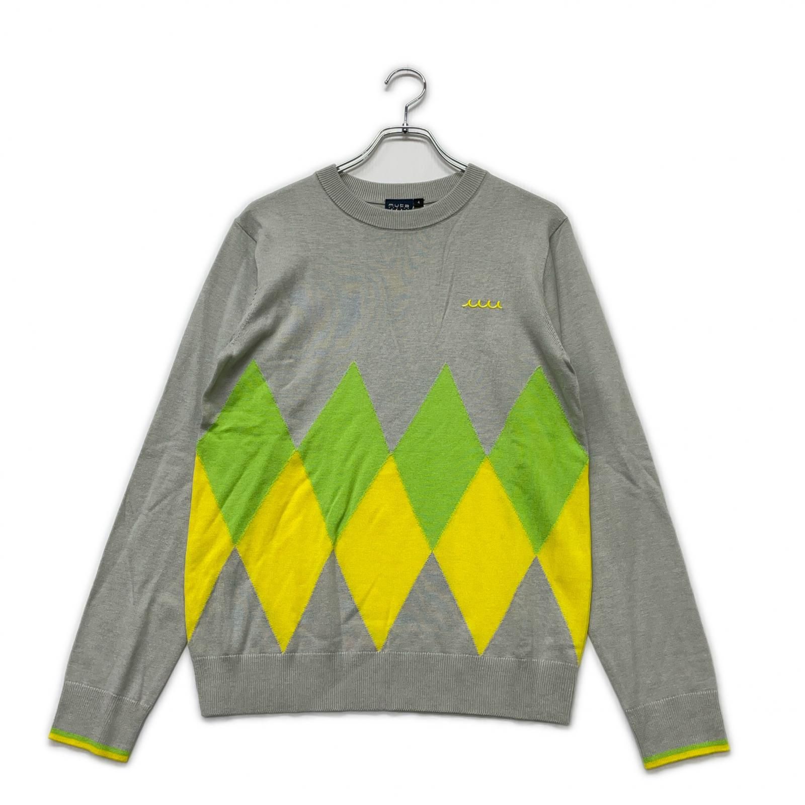 メンズ ムータマリン muta MARINE セーター 4 S グレー クルーネックニット アーガイル ウール混 長袖