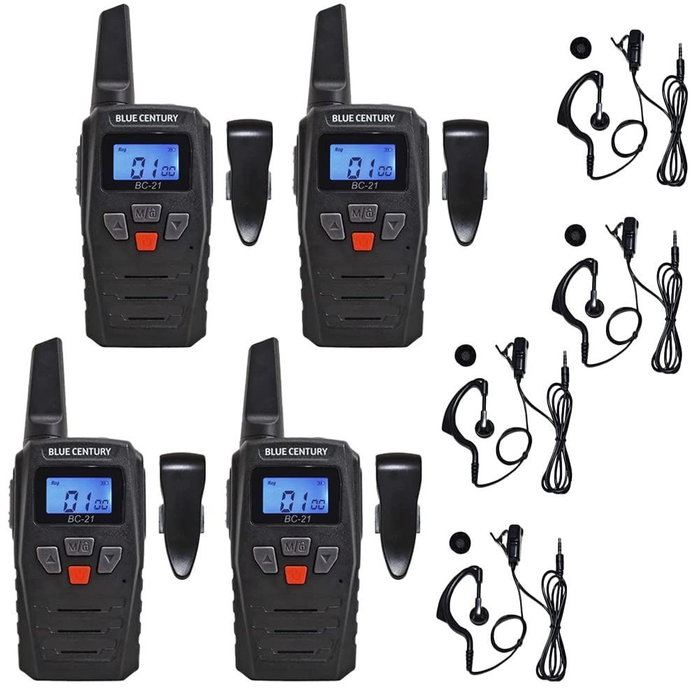 数量 トランシーバー BC-21 特定小電力 耳掛けイヤホンマイク ベルトクリップ メーカー 付属 ブルーセンチュリー インカム 総務省技術基準適合商品 CENTURY 技適マーク有 BLUE 4台セット