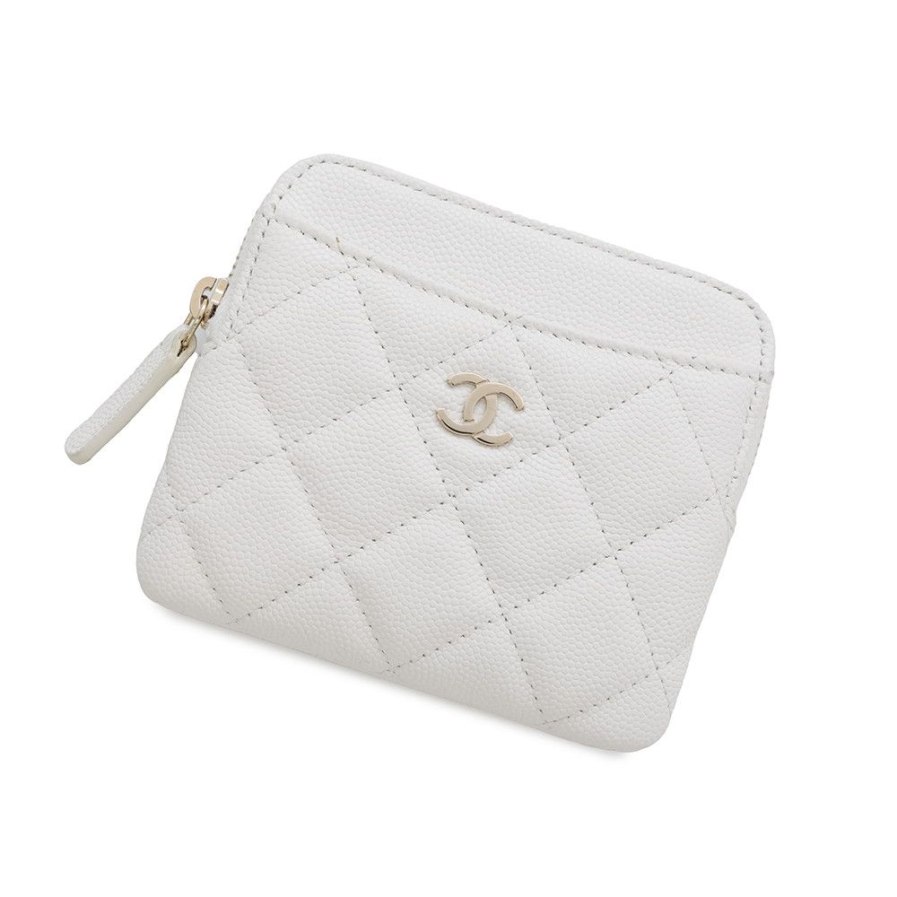 シャネル CHANEL 財布 小銭入れ カードケース ココマーク 白 ジップ CHANEL （未使用 展示品）シャネル ココマーク マトラッセ