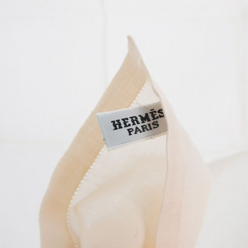エルメス HERMES ハンカチ ロゴ 刺繍 コットン オレンジ 45cm