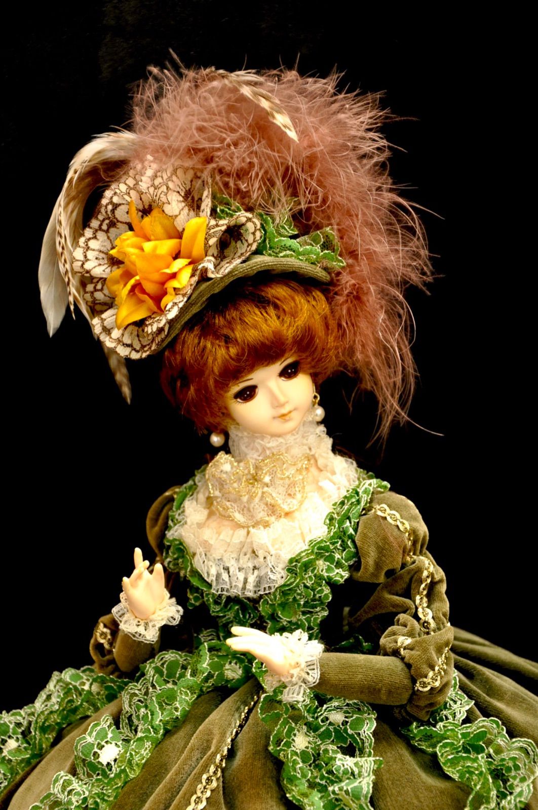 スキヨ人形研究所 リボンマーク 国産フランス人形 ベルベットドレス 