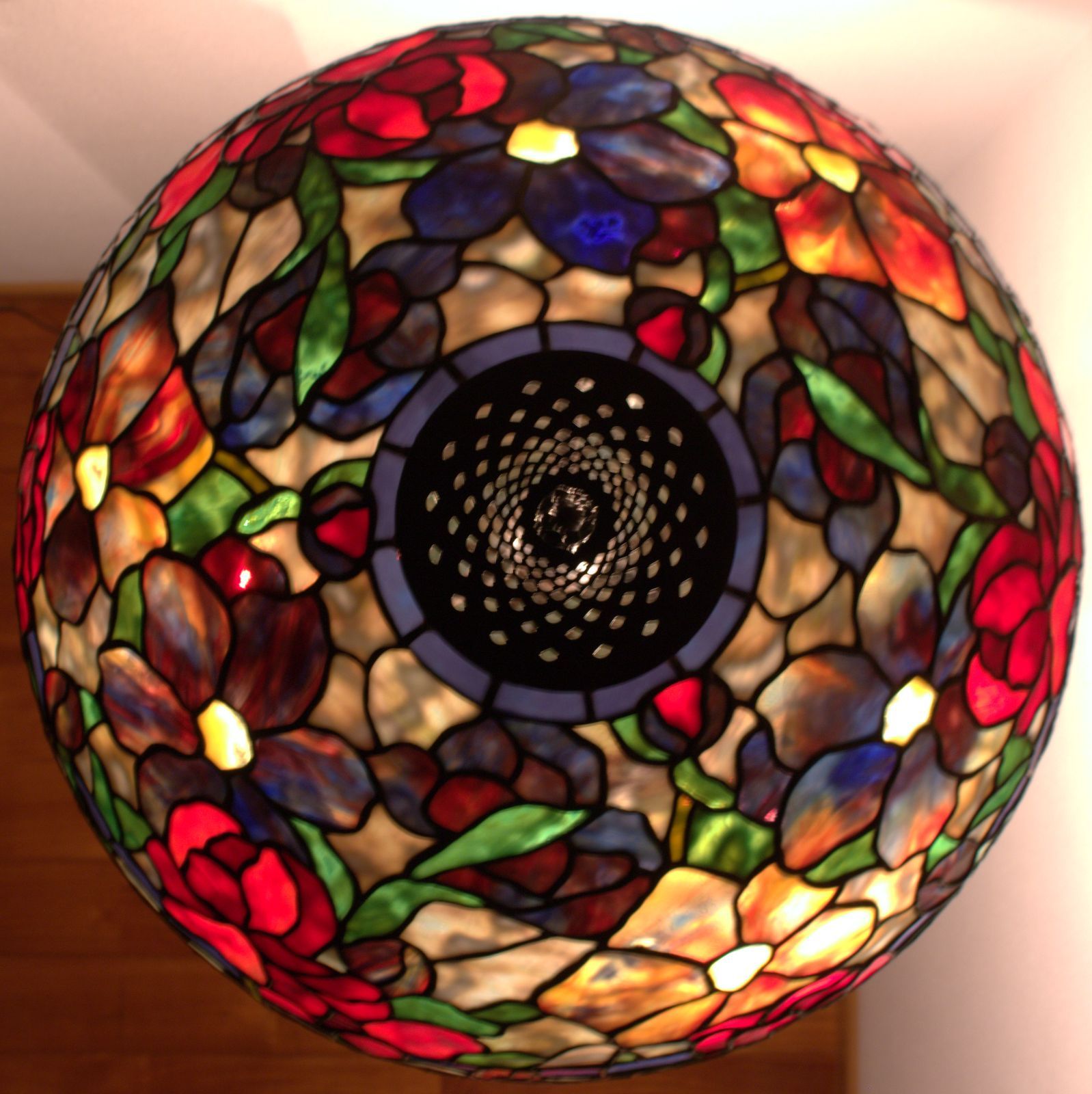 1943◎大型ステンドグラス ティファニーレプリカ ピオニー 花 テーブル
