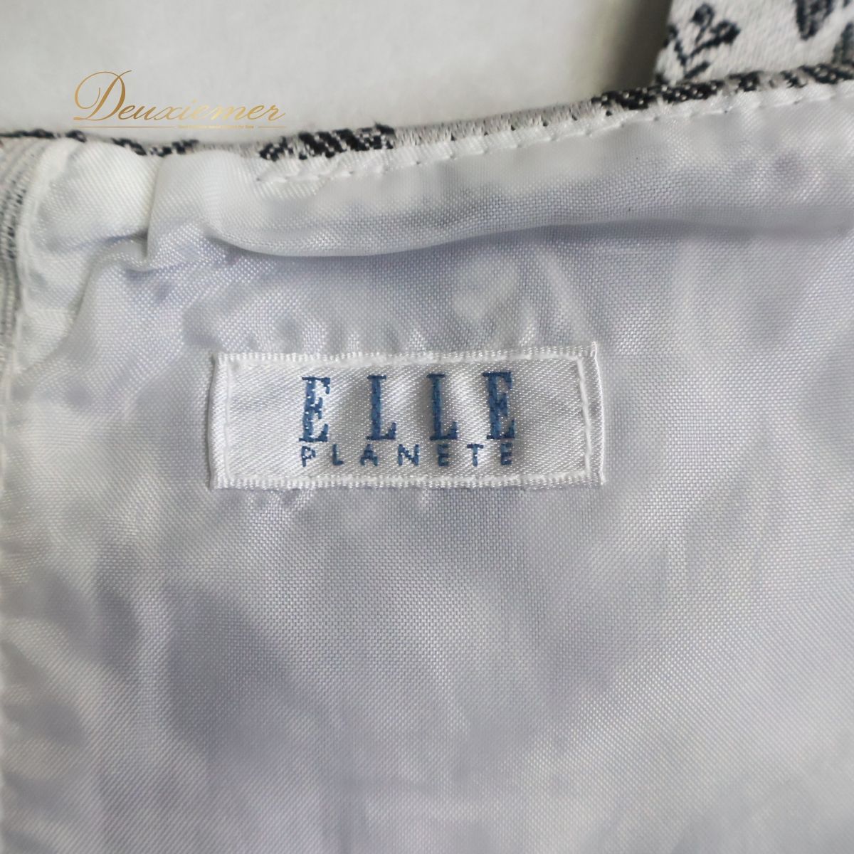 パーティドレス ワンピース ドレス 白 黒 ELLE 花柄 ホワイト系