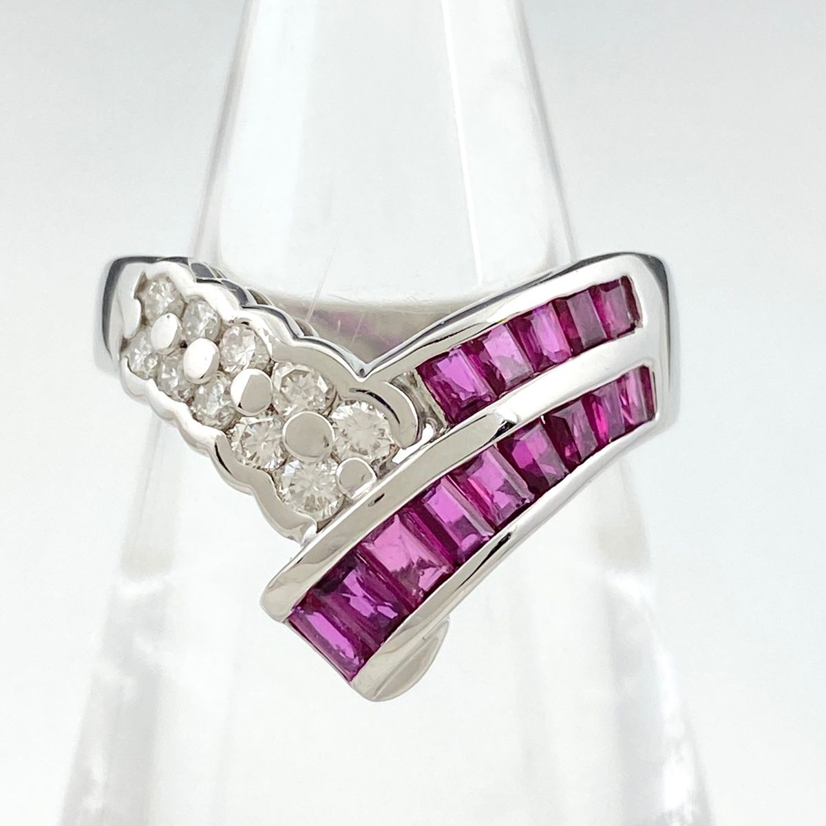 ルビー デザインリング プラチナ 指輪 ダイヤモンド リング 12号 Pt900