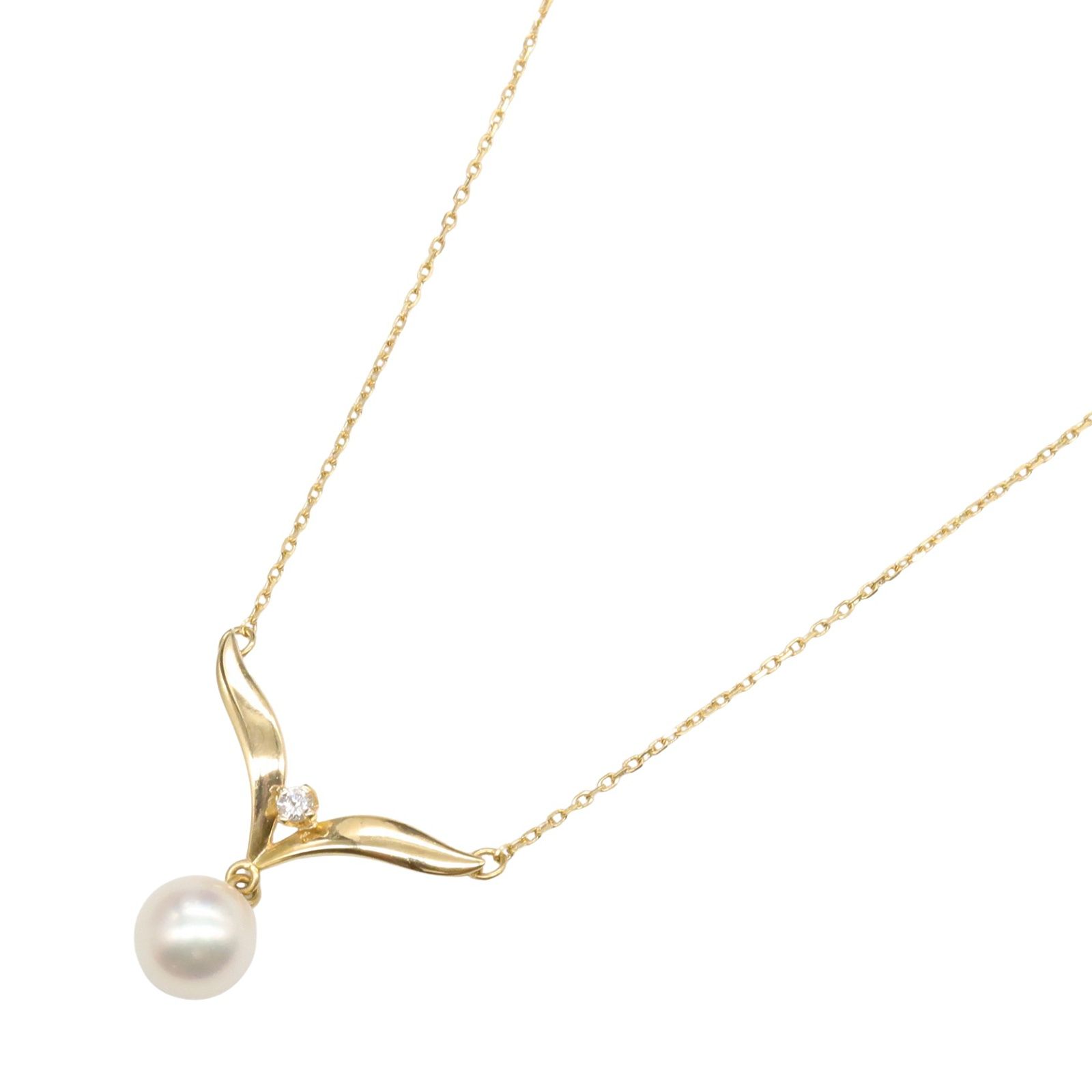 ミキモト MIKIMOTO ネックレス ネックレス パール 首回42㎝ K18 イエローゴールド ネックレス パール レディース Used A