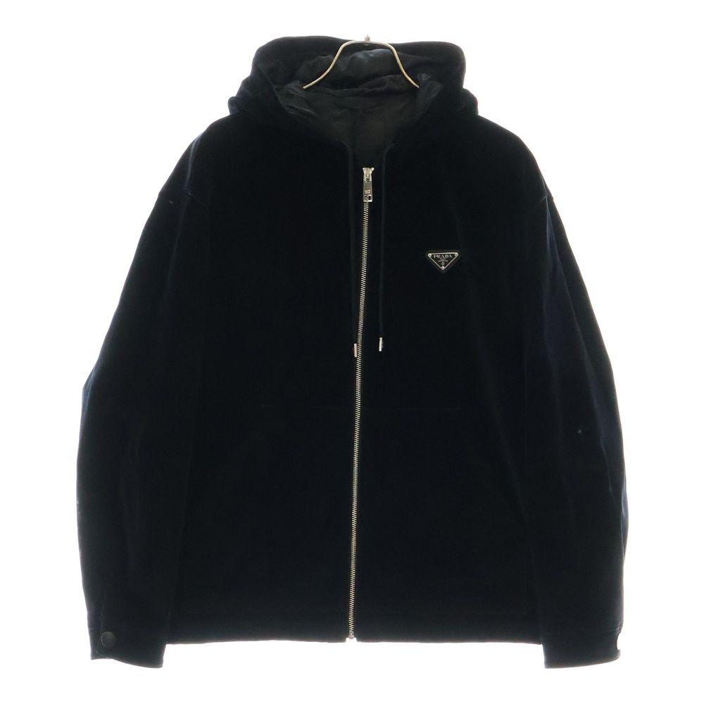 PRADA プラダ コットンベルベット ブルゾンジャケット フーデッド ジップアップブルゾン ブラック SGC198