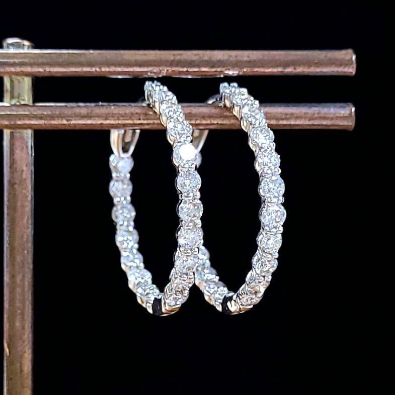 19mm 計1.1ct ダイヤモンド K18 WG フープ ピアス 鑑別書付 18金  