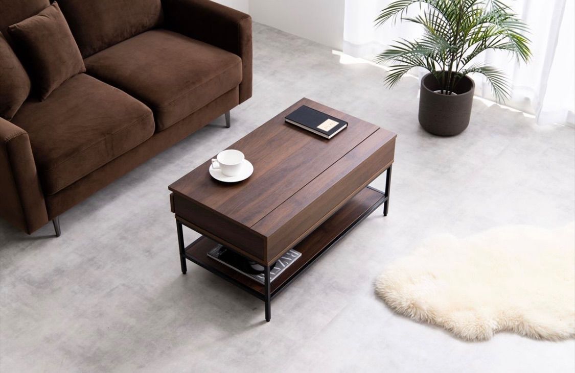 昇降　センターテーブル ブラウン 昇降機能センターテーブル ローテーブル リビングテーブル ブラウン