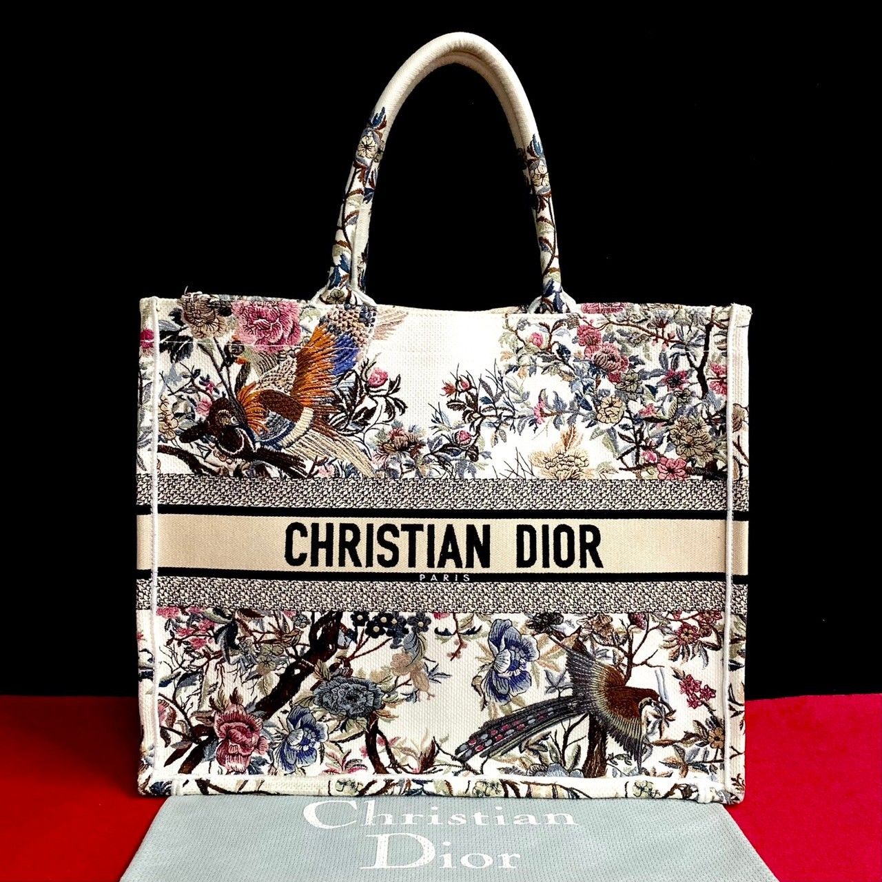 未使用保管品 Christian Dior ディオール ブックトート ラージ 花柄 