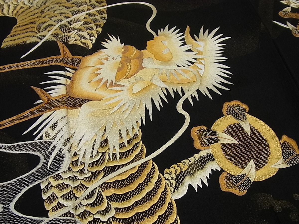 平和屋本店●極上　訪問着　総刺繍　紫陽花　暈し染め　金糸　反端付き　逸品　未使用　DZAA5070kh6 期間限定セール20％off○極上 訪問着 総手刺繍 龍 黒地 金糸 逸品3s629