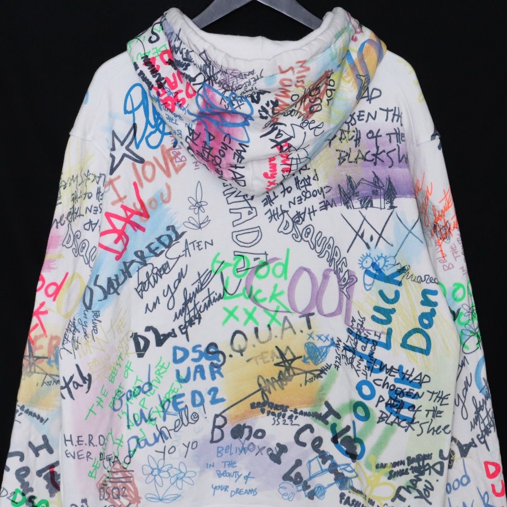 DSQUARED2 WRITINGS COOL HOODIE Lサイズ ホワイト S74GU0596 S25516 
