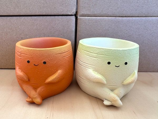 大根＆人参】リトルレジンポット 5152S 1号鉢 2個セット 多肉植物 野菜