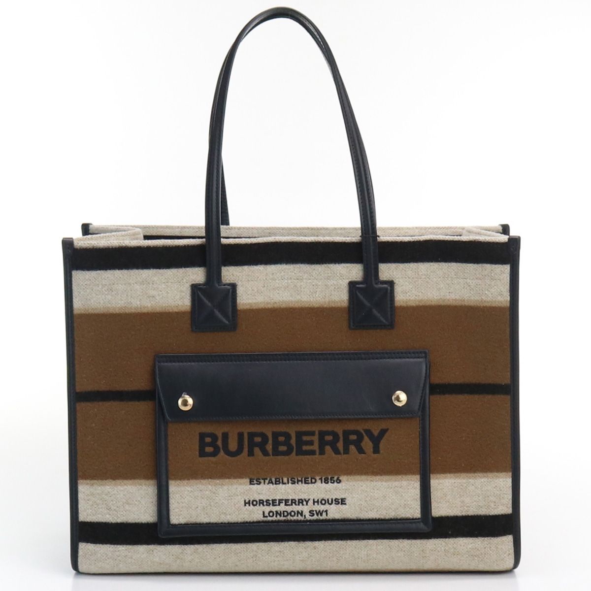 BURBERRY バーバリー ミディアム ストライプフエルトトート 8049066