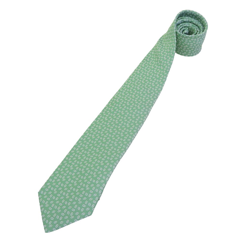 超 エルメス HERMES 現行ロゴ シェーヌダンクル ジャガード シルク シープ＆ボックス 刺繍 ドレス ネクタイ メンズ ビジネス ほぼ♥