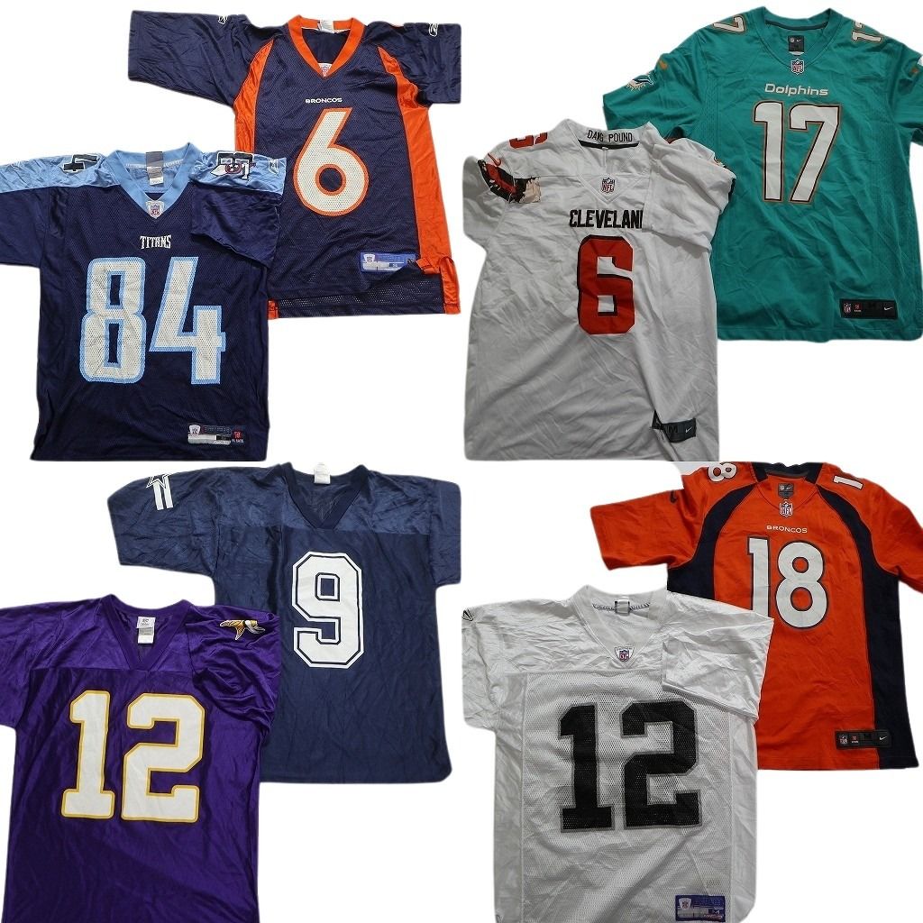 古着卸 まとめ売り プロチーム NFL ゲームシャツ ユニフォーム 8枚セット (メンズ S /M ) ナイキ リーボック MU0131