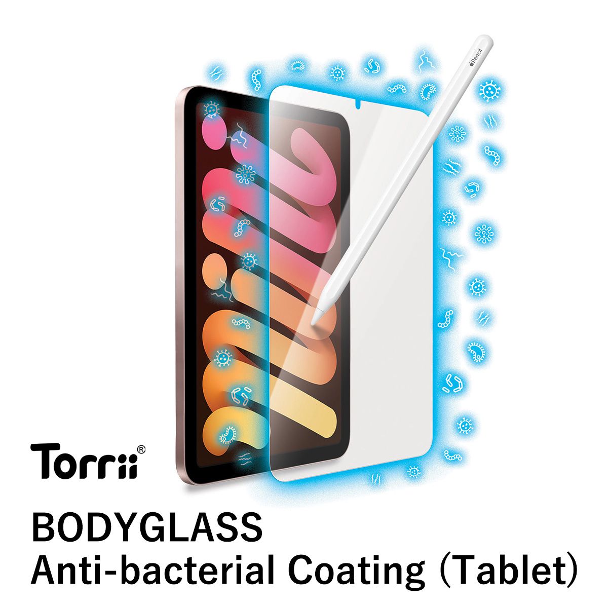 iPad mini6 2021 ガラスフィルム 9H 強化ガラス 抗菌加工 液晶 保護 タブレット ガラス フィルム Apple iPad mini 6 アイパッドミニ 6 2021年 Torrii BODYGLASS