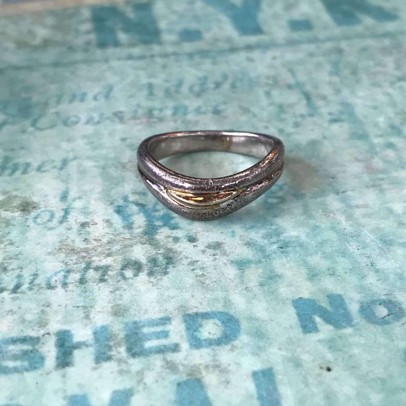 Silver 925 K10 刻印 コンビリング シルバーアクセサリー シンプル 