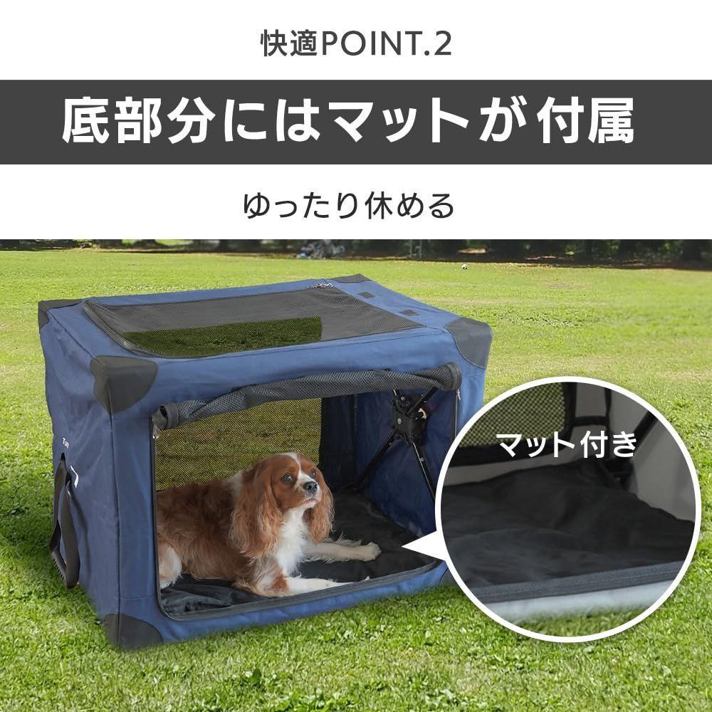 【新品未使用】ペットクレート 折りたたみケージ Sサイズ キャリー 猫 犬 ネイビー ペットキャリー シンセーインターナショナル