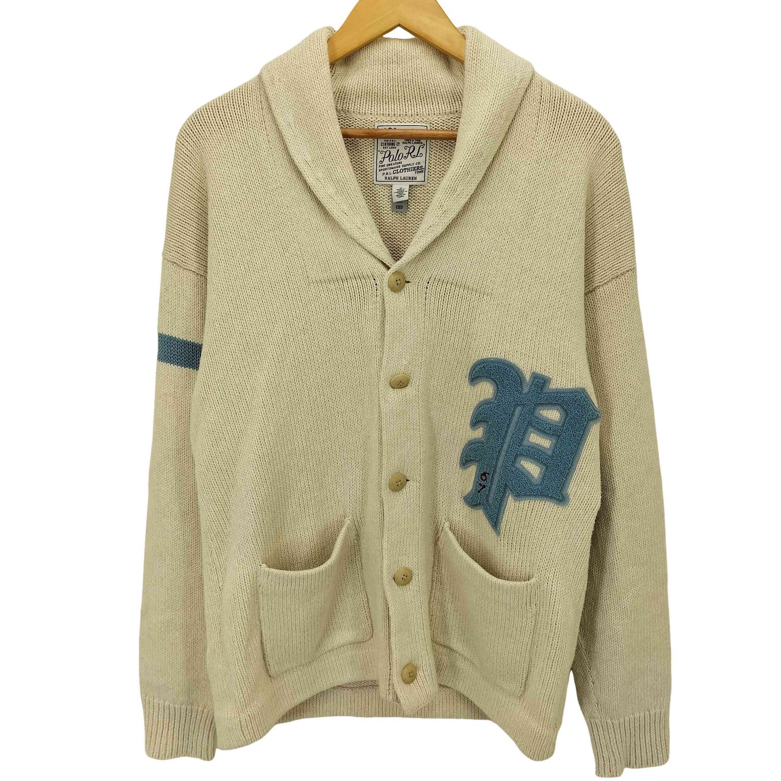 ポロラルフローレン POLO RALPH LAUREN コットンリネンレターマンカーディガン メンズ  M