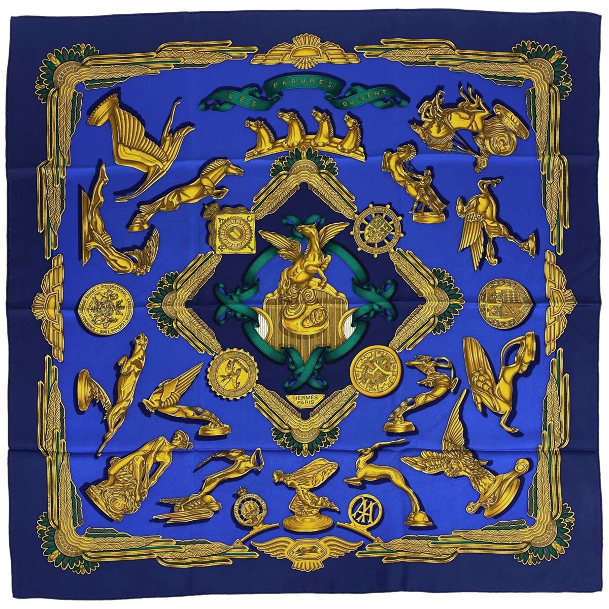 エルメス HERMES カレ 90 LES PARURES DU VENT 風の装い スカーフ シルク ブルー マルチカラー レディース