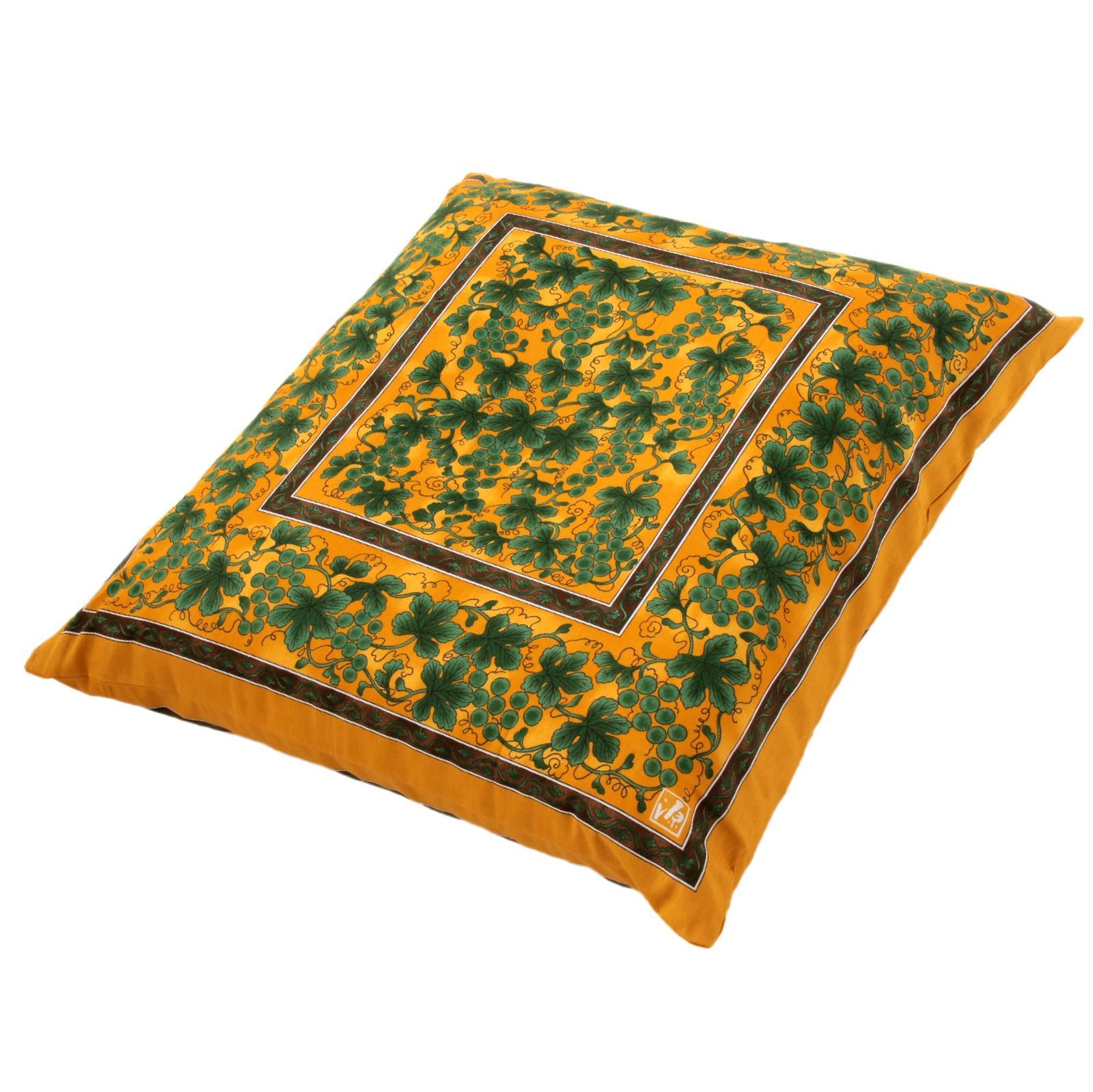 数量 西川 nishikawa 座布団カバー 銘仙判 55X59cm 洗える 緑彩葡萄絵柄 イエロー PG02083096