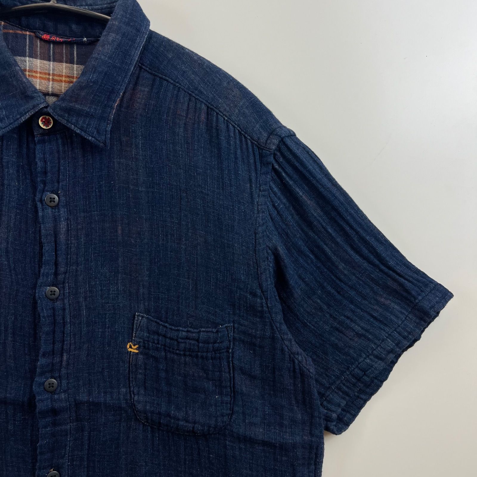R by 45RPM JAPAN indigo S/S shirts 3 XL アールピーエム 藍染