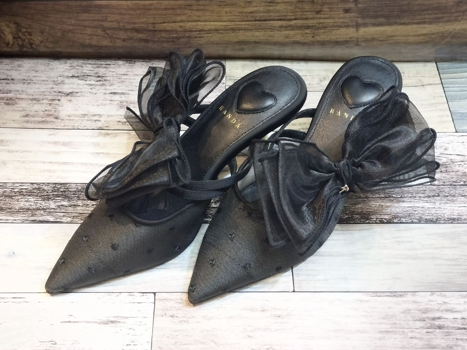 searoomlynn HEART TULLEストラップミュール Sea Room lynn