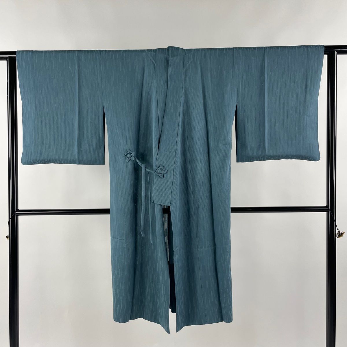 道中着 身丈107cm 裄丈65.5cm M 和装コート 着物衿 若松 金糸 刺繍 藍  