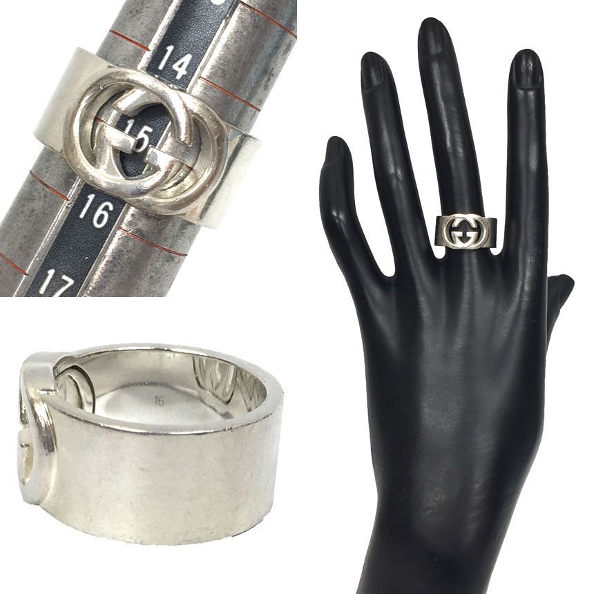 GUCCI グッチ インターロッキングG ワイド リング ＃16シルバー