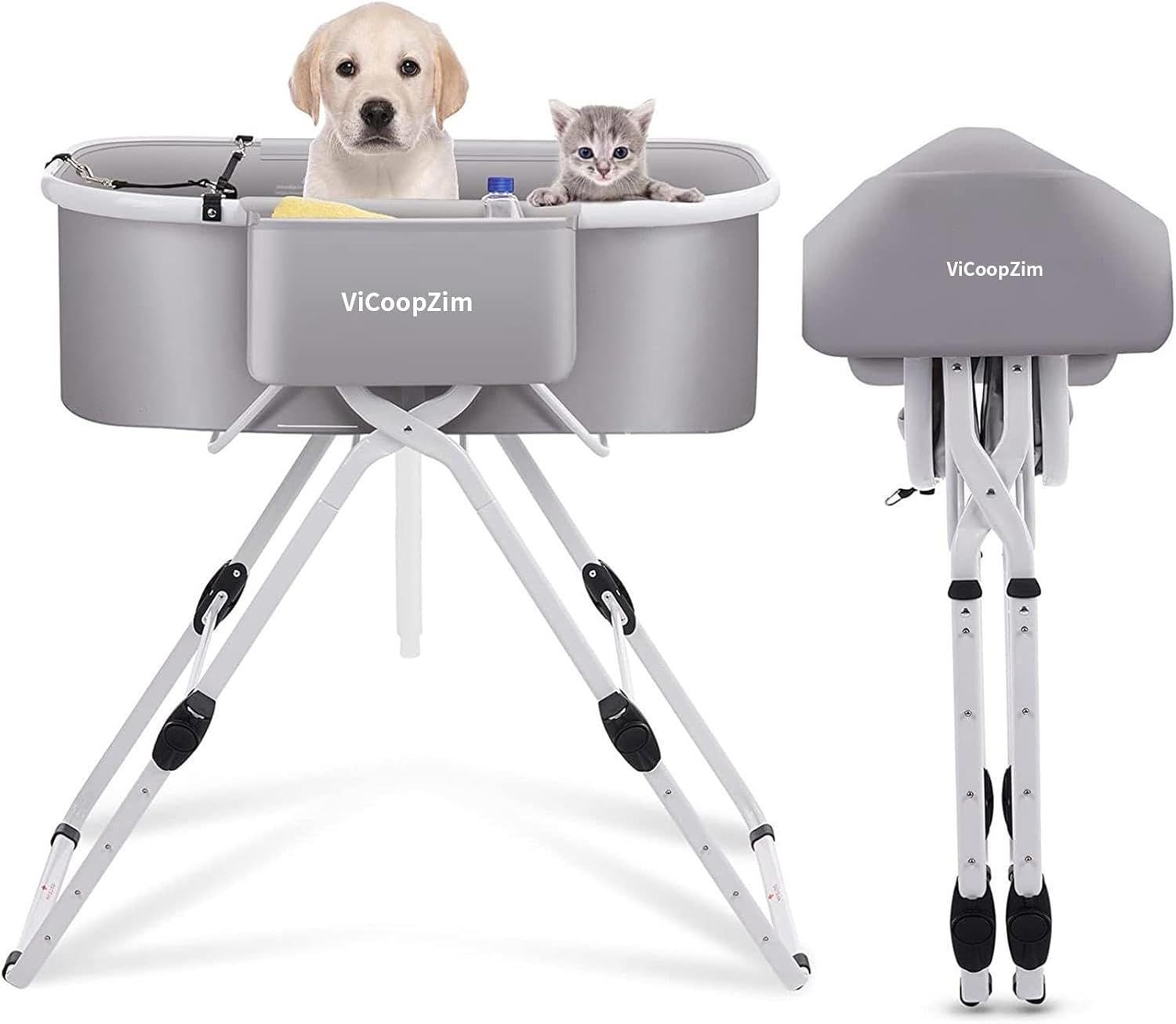 ペット お風呂 ペット バスタブ 犬用 猫用 シャワープール 浴槽 折り畳み 5段階の高さ調節 大容量 収納 コンパクト ポータブルバス 持ち運び ペット用 犬用 猫用 漬け置き洗い 耐磨 防水 丈夫