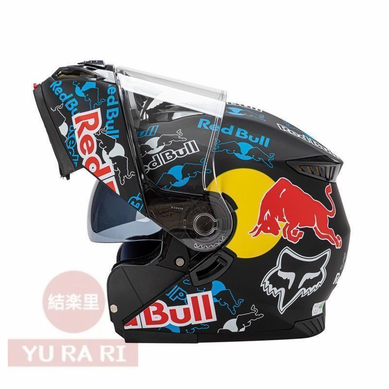 フルフェイスヘルメットダブルレンズレッドブルー艶消し艶あり 48
