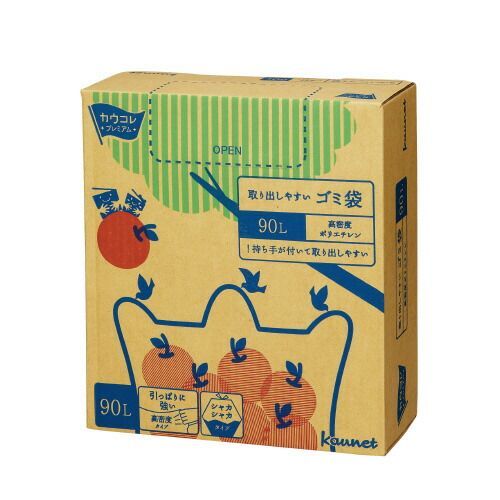 パ 取り出しやすい高密度ゴミ袋 箱 ９０Ｌ １００枚×３4236-0230 カウネット