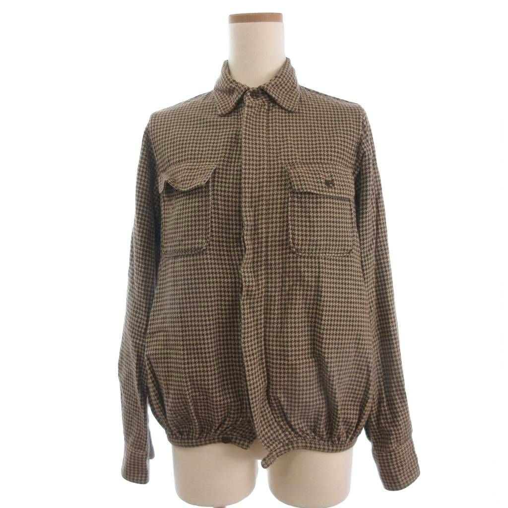 キャピタル kapital ジャケット ステンカラー フラップポケット ハウンドトゥース 千鳥格子 長袖 XS 茶 ブラウン