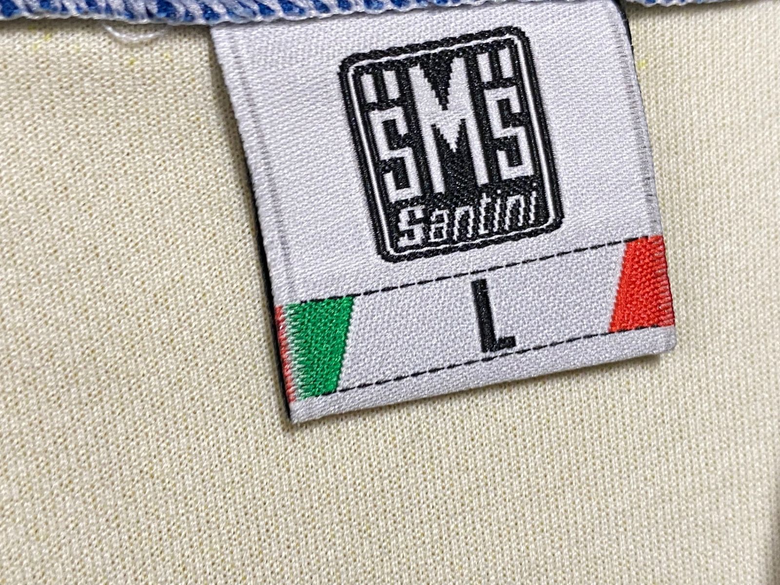 JK546 サンティーニ Santini 半袖 サイクルジャージ 青黄 L ハーフ