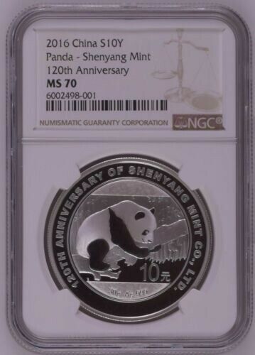 NGC MS70 2016 China Silver panda coin 120th anni Shenyang Mint COA 30g